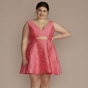 Jules and Cleo Plus Size 18 Short Jacquard Cutout A-Line Dress